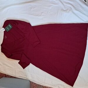 LL Bean Tencel Knit Dress Burgundy Red